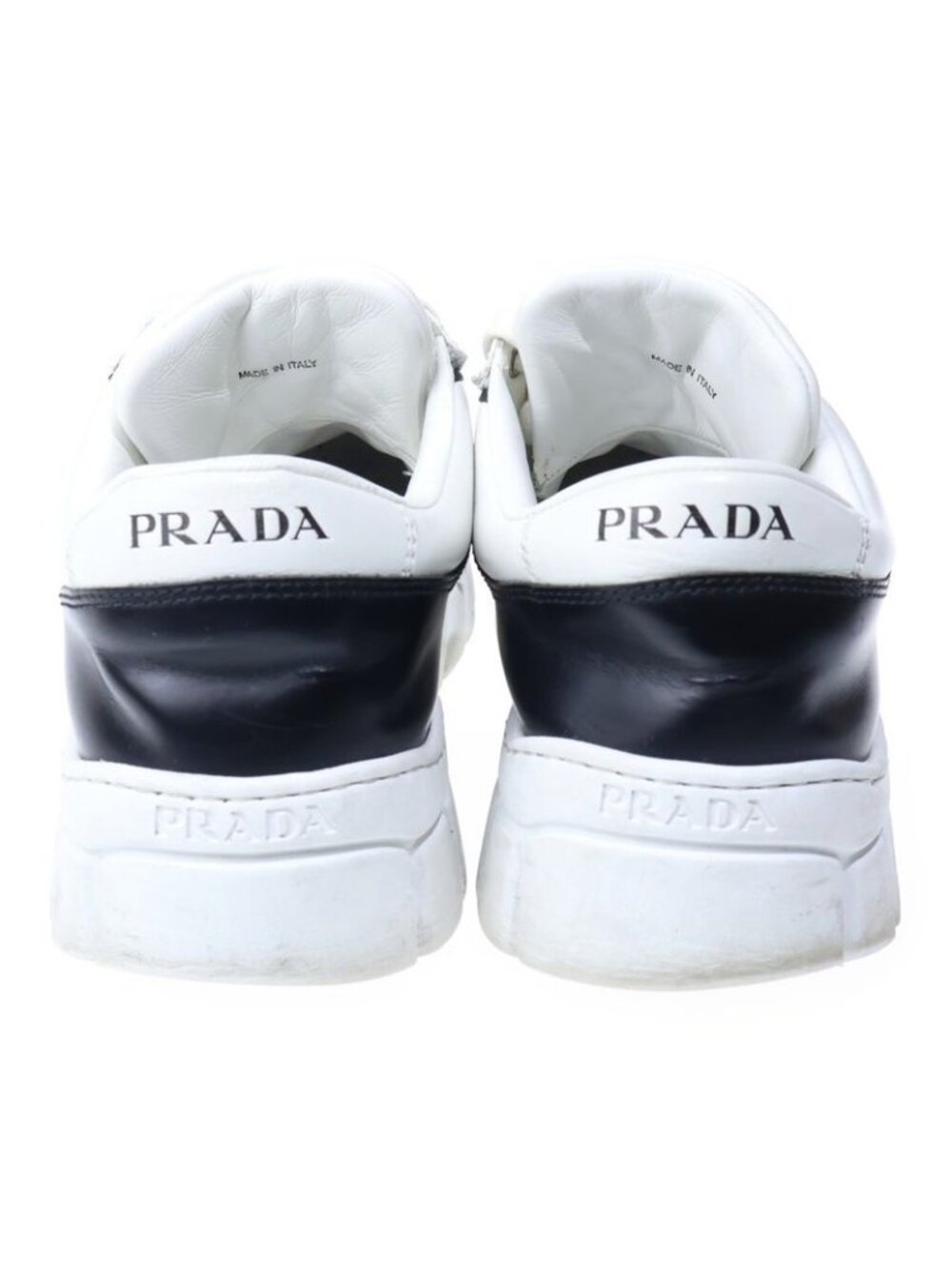 Prada Leather Lace Up Sneakers White Black - Picture 3 of 6